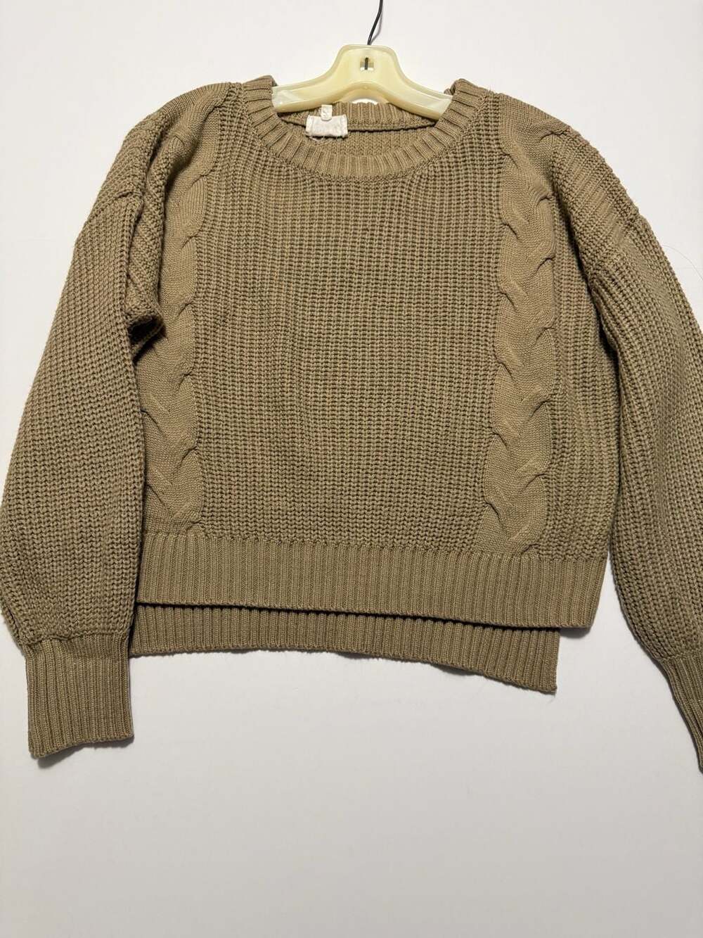 Sienna Sky Women's Camel Brown Cable Knit Crew Neck Sweater Size XS